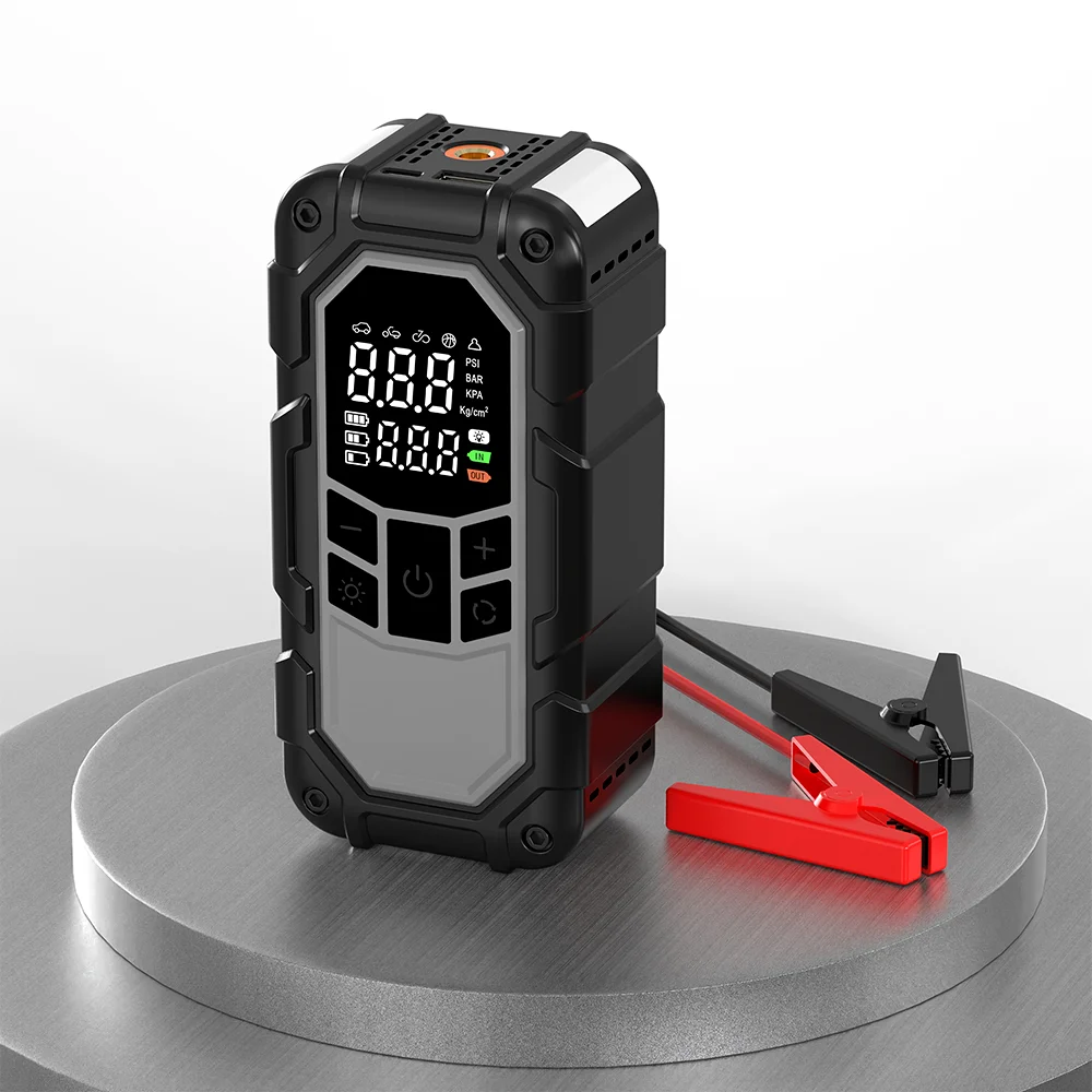 Portable 4 In 1 Battery Mini Emergency Jumper Start Air Pump Tire Inflator Car Power Bank Jump Starter 8000mah Air Compressor