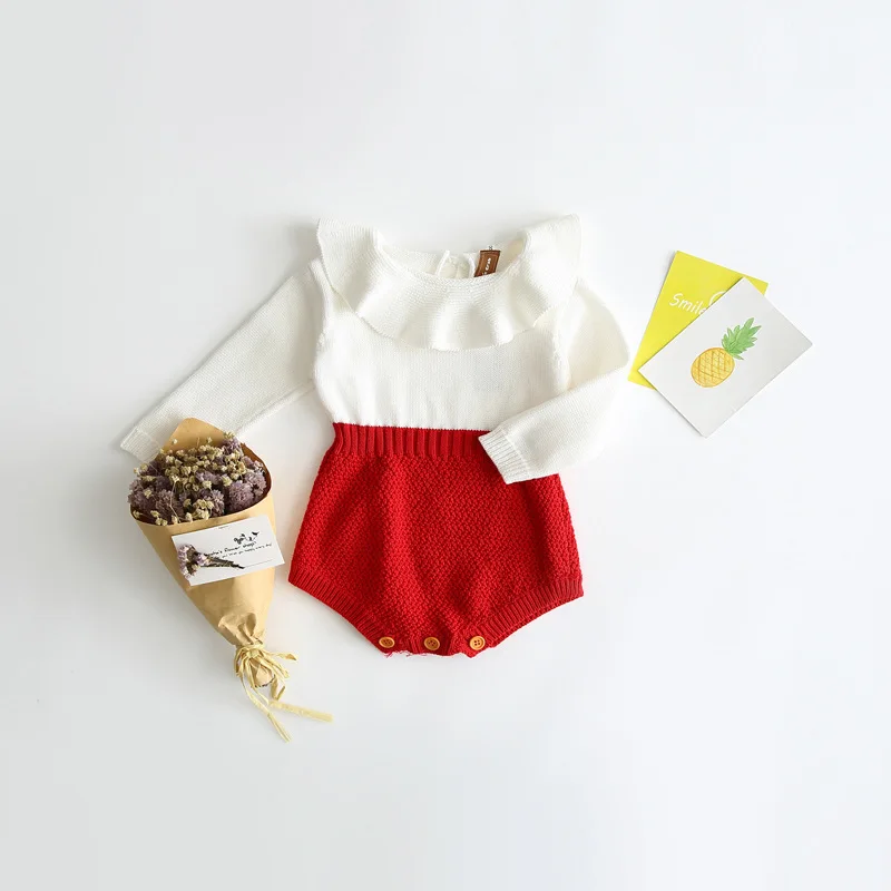 
Wholesale Newborn Babygirl Clothing Rompers Wool Knitting Tops Long Sleeve Romper Warm Outfits Clothes Baby Girls Sweater 
