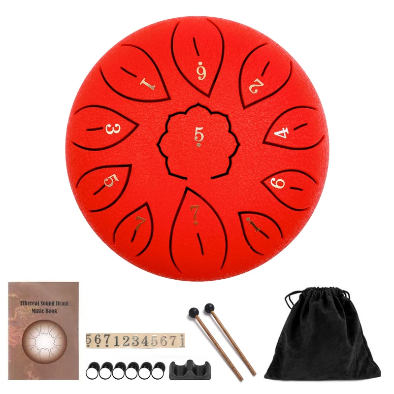 
Tongue Drum 6 Inch Steel Tongue Drum Set 11 Tune Hand Pan Drum Pad Tank Sticks Carrying Bag Percussion Instruments Accessories 