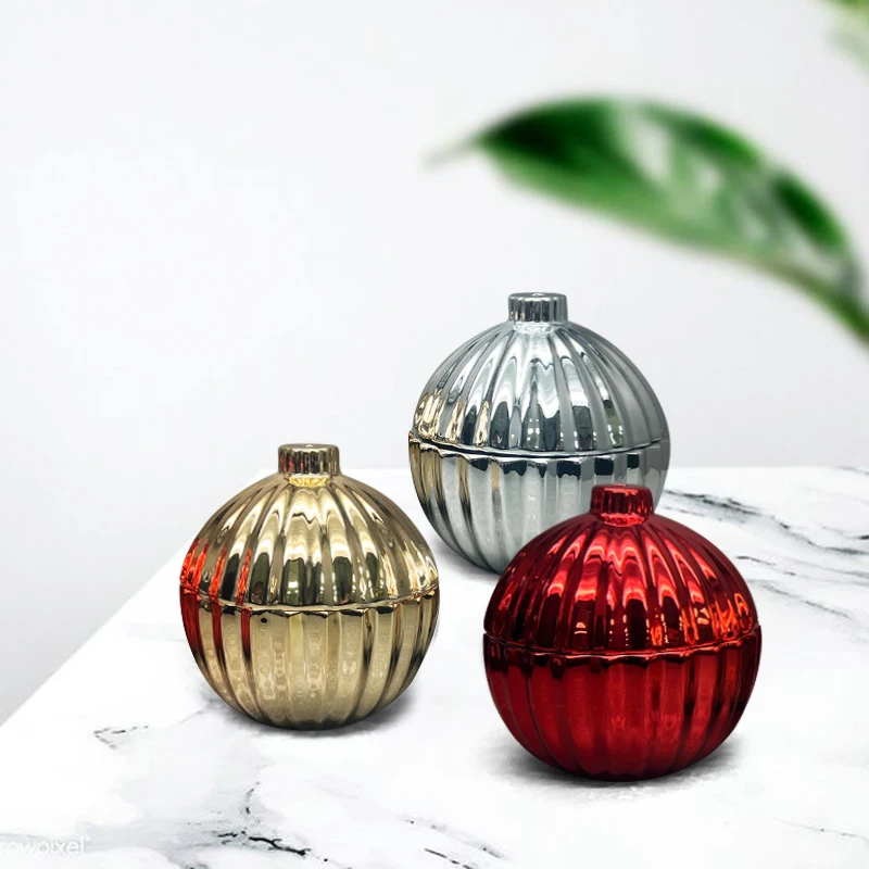 New Products Luxury Candle Vessels Container Electroplating ceramics Jar Soy Wax Scented Candles Jars