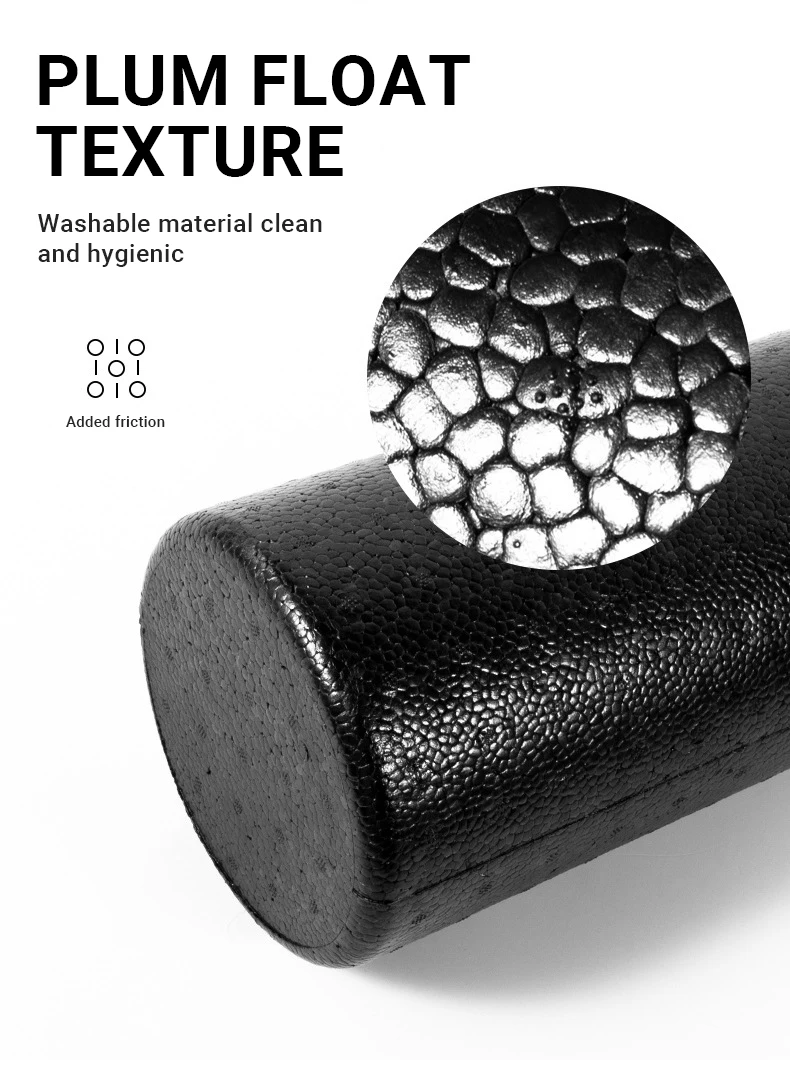 High Density Hard Fitness Pilates EPP Black Custom Logo Round Massage Yoga Foam Roller