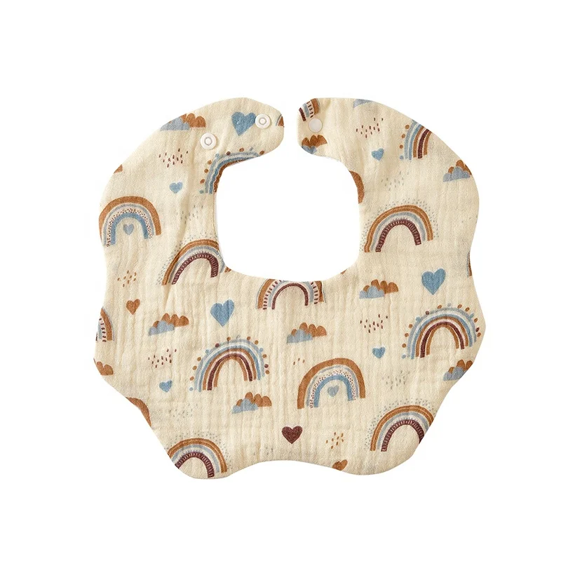 Wholesale Custom Reusable Soft Triangle Button Anti Dirty Saliva Towel Muslin Organic Cotton Bibs Baby Waterproof Baby Bibs