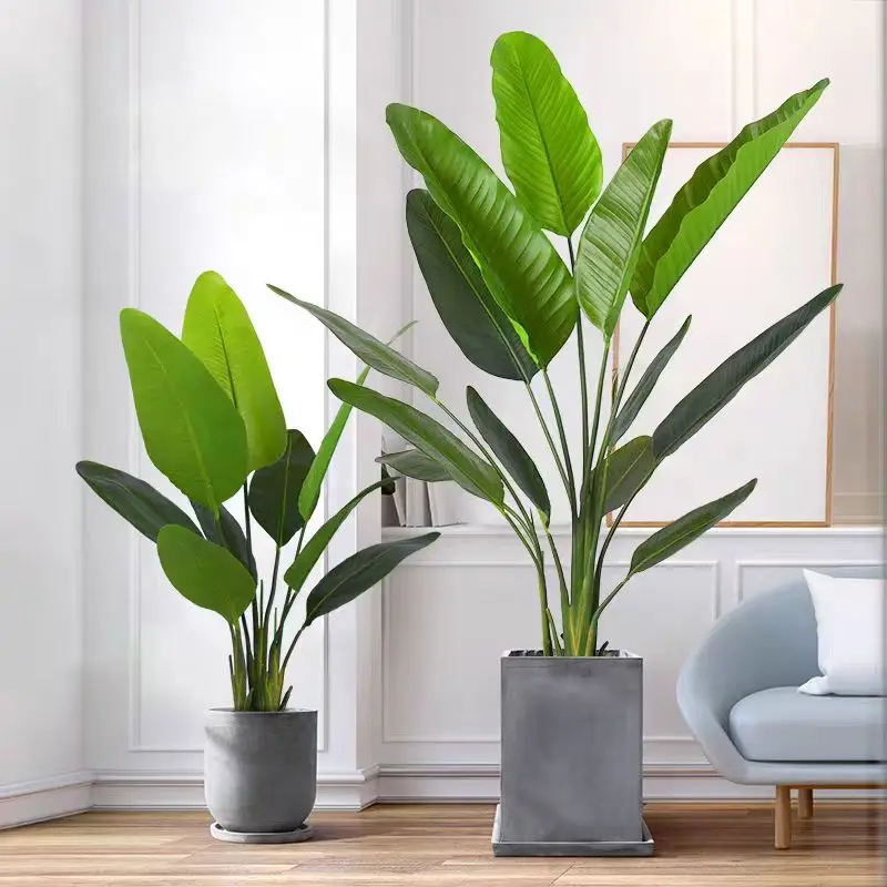 UV resistant indoor outdoor plastic fake plant online sales 80cm 7 leaves home decor bonsai artificial silk cloth banana potted