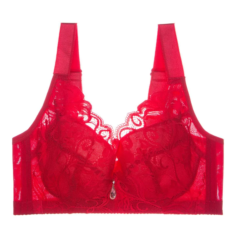 Wholesale lace sexy ultra-thin plus size bra without steel ring gather adjustable ladies bra underwear