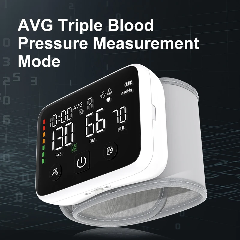 Portable Automatic LED Display Smart Sphygmomanometer Tensiometro Rechargeable BP Monitor Digital Wrist Blood Pressure Monitor