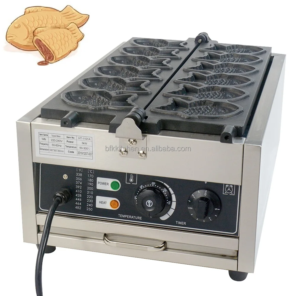 New Ice Cream Fish Shape Cake Waffle Cone Machine Nonstick Electric Commercial Sega Taiyaki Maker for Sale