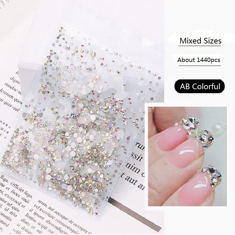 Diamond Different Shape Glitter Crystal Clear AB Mix Size Rhinestone Glass Stone Nails Decoration 3D Stamping Art Nails