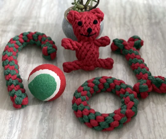 Hot Sell Handmade DIY Braided Candy Cane Plush Cotton Nylon Rope Chew Toys Interactive Funny Puppy Pet dog Christmas Toys