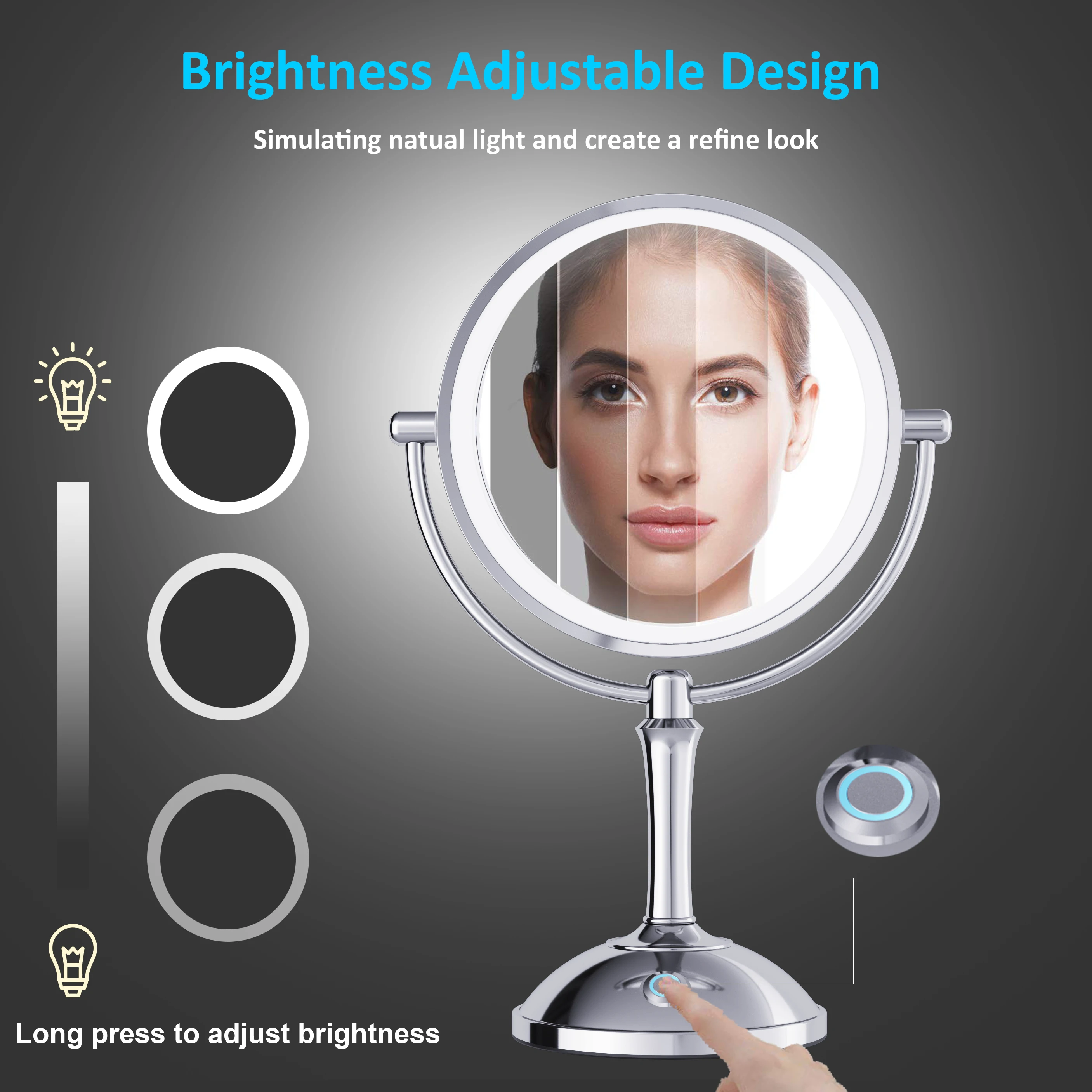 8 Inch Wholesale Metal Magnifying Standing Modern Dressing Table Cosmetic Mirror Made In China