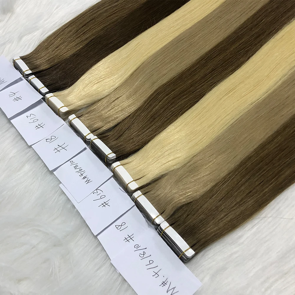 Hot Selling Russian Remy Seamless Invisible Thickness and Healthy End Tape in Extensions Human Hair