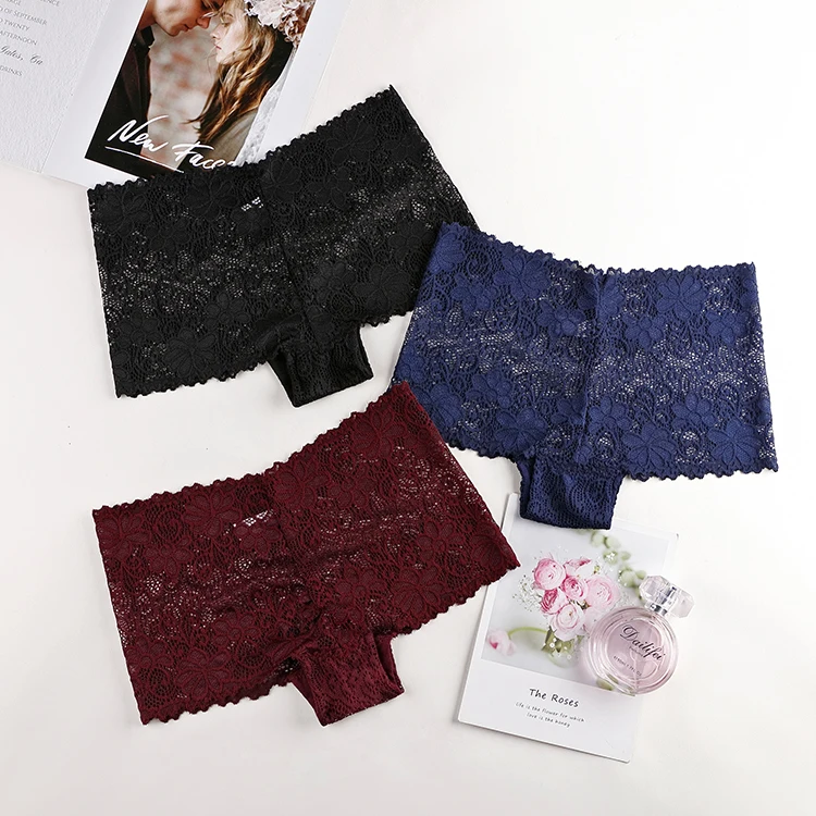 Factory Wholesale Female Underwear Knickers Boxer Briefs Panties Lace Sexy Transparent Seamless Boxer For Women