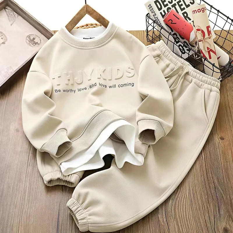 Child Sweatshirt And Pants Suit Kid Kids Sets Two Piece  Winter Clothing Sets Tracksuit Sweatshirt With Sweatpants 2 Piece