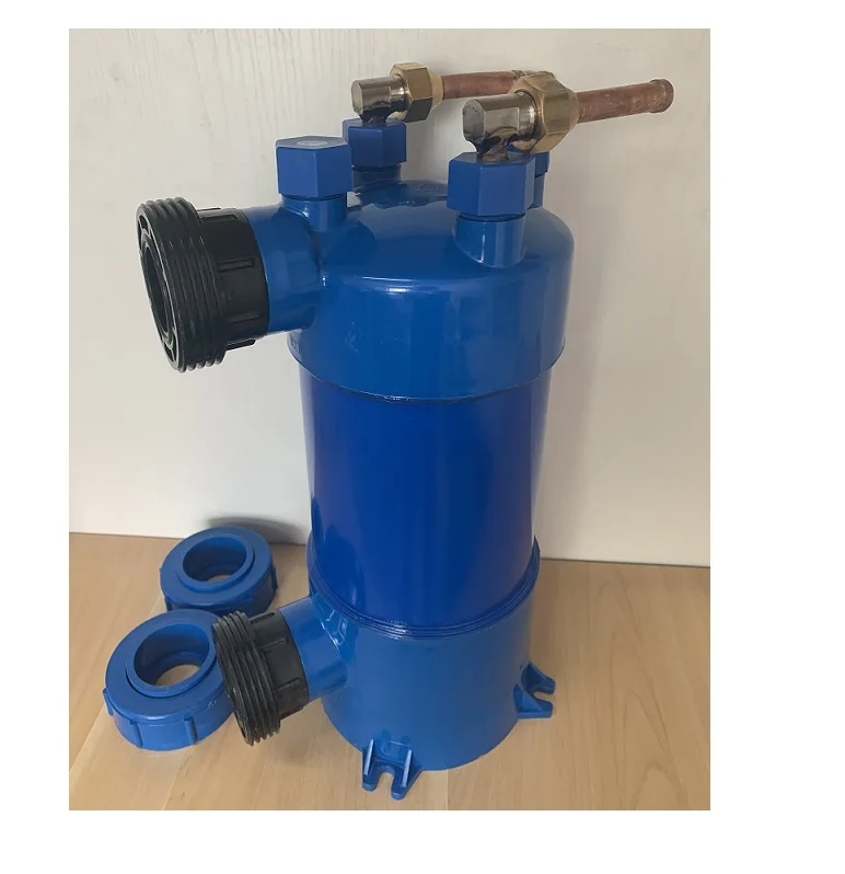 Screwed titanium tube pvc shell heat exchanger/PVC shell titanium coil tube heat exchanger for aquarium chiller