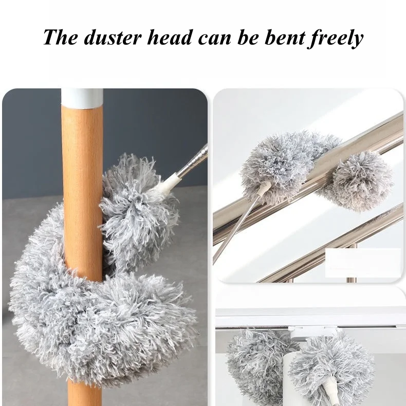 Custom 112 inch telescopic pole extendable microfiber Feather Ceiling rod fan dust duster for home cleaning