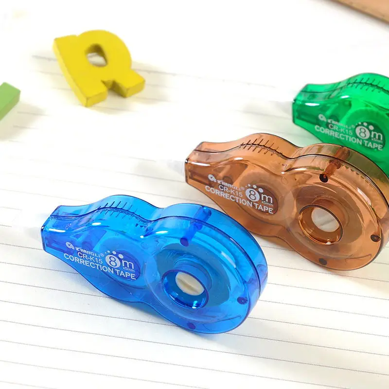 Portable student stationery   school office supply creative plastic colored transparent  PET correction tape for kids