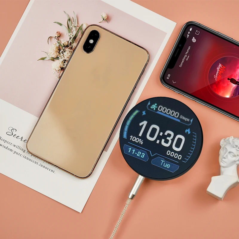 Aomago полностью сенсорный круглый экран шагомер FM-радио цифровой беспроводной MP3-плеер с функцией воспроизведения видео