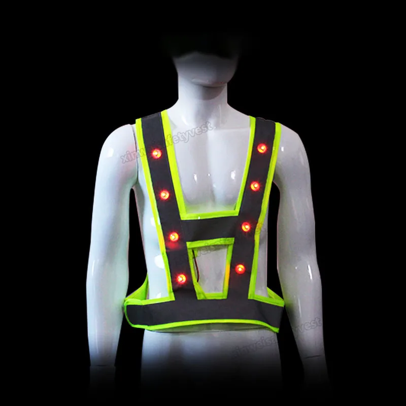 V Type Antifreezing LED Vest Hot Sell Light Models LED Reflective Safety Vest Running Flashing LED Reflective Clothing