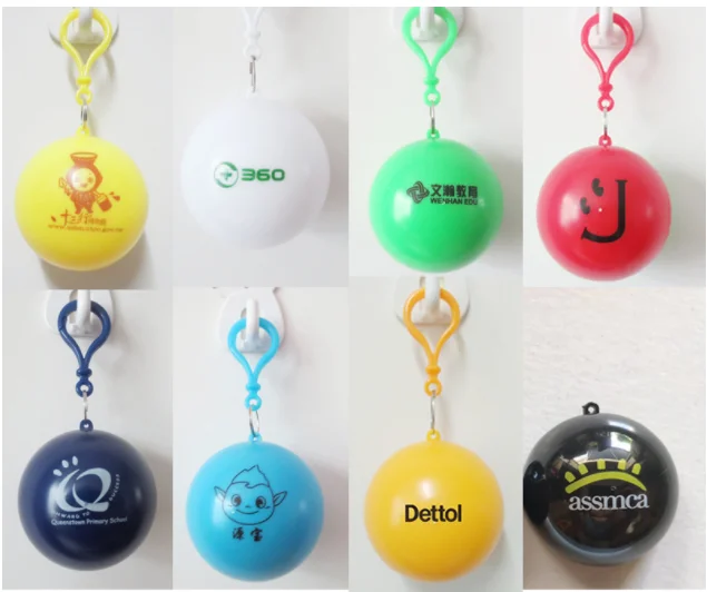 disposable raincoat poncho with key chain ball package