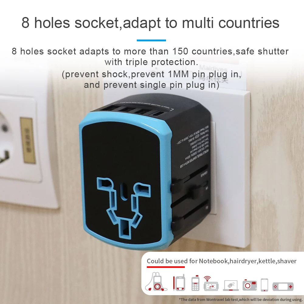 New universal socket travel adaptor Europe schuko outlet plug Type C fast charger 3 pin travel adapter