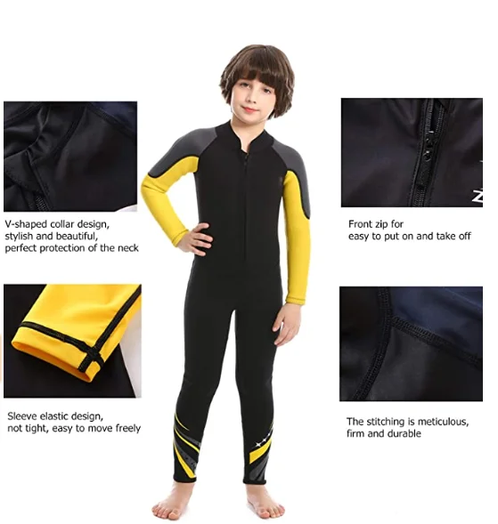  Wholesale 3mm neoprene long sleeve front Zipper kids wetsuit for swimming Diving Snorkeling