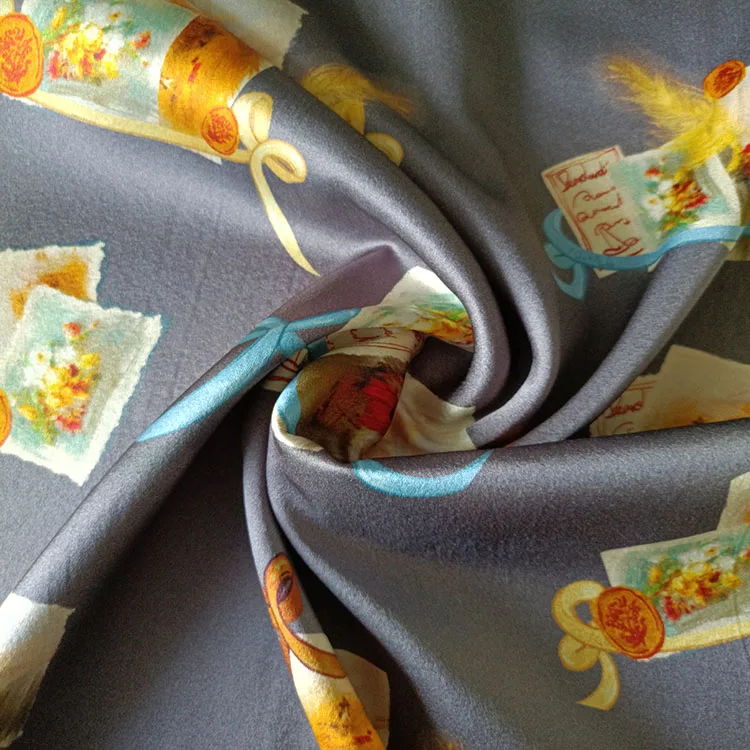 Customized Textiles Digital Print 47% Silk 48% Rayon 5% Spandex Elastic Satin Fabric