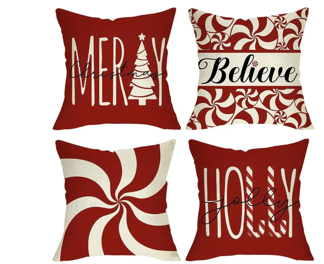 45*45cm 2024 New Christmas Gingerbread Man Candy Decoration Pillow Cover Home Living Room Holiday Party Pillow