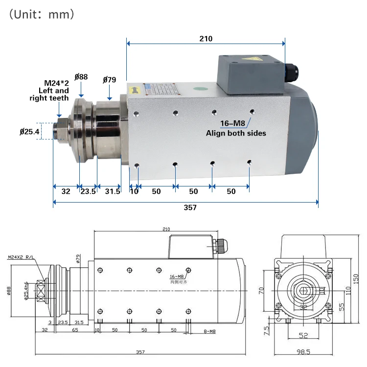 cnc router spindle motor Air Cool Aluminium Cutting Saw Blade CNC Router Spindle Motor with 2.2kw