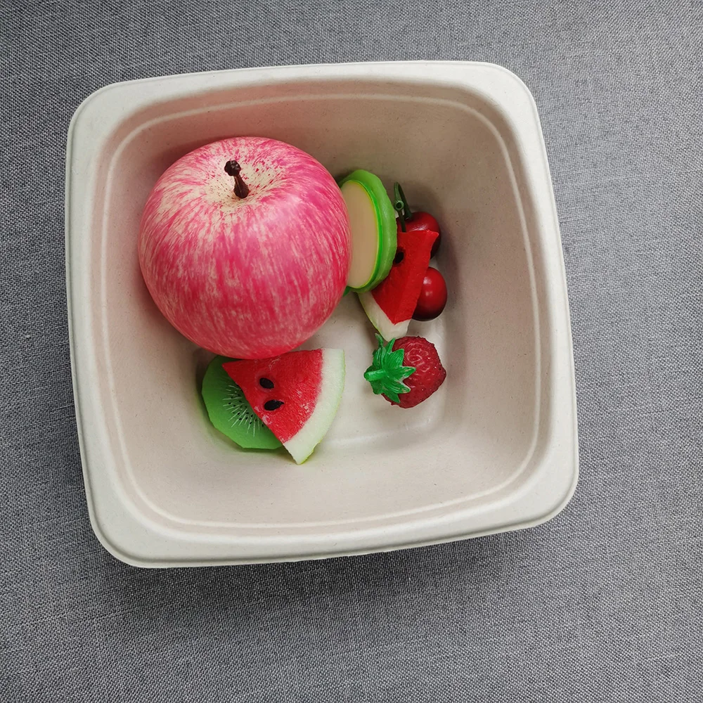 Bamboo Square Bowl Biodegradable  compostable sugarcane pulp salad bowl