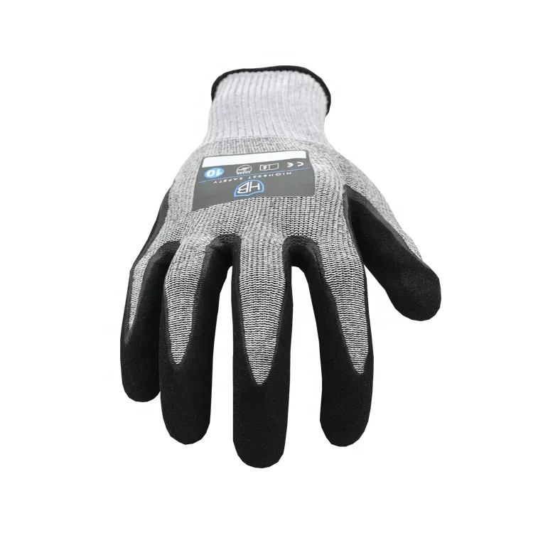 Cut Resistant Gloves With Sandy Nitrile Coating Working Gloves Manufacturer CS 3SS+ High Quality HPPE Anti Cut Gloves
