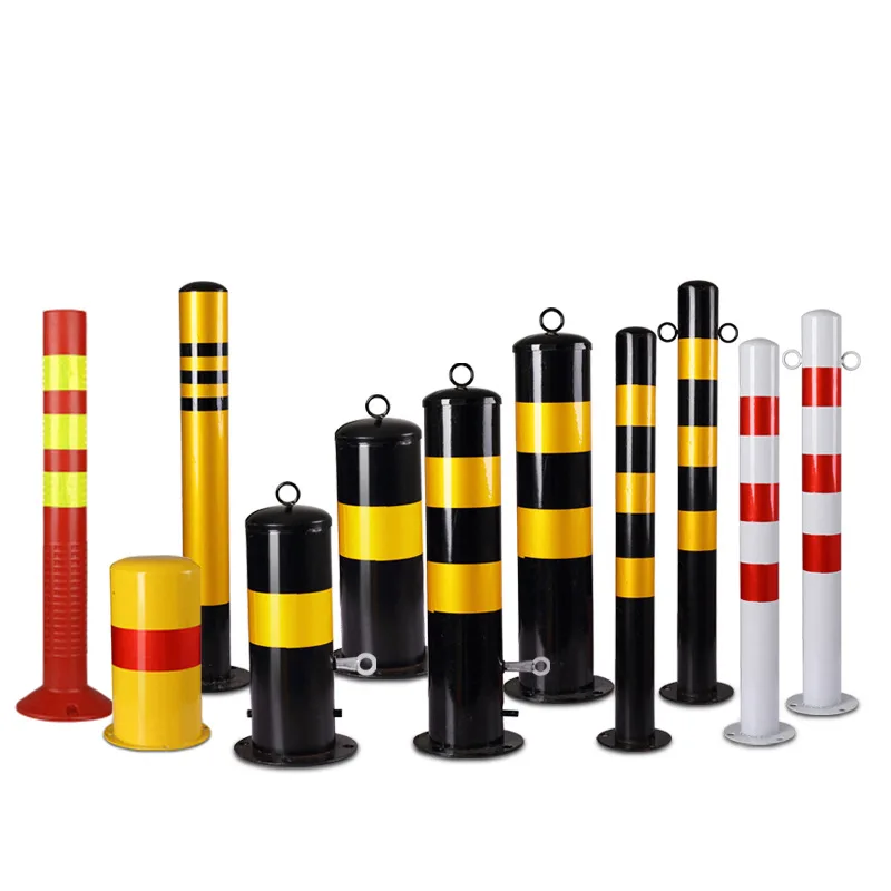 Durable Steel Traffic Guardrails Reflective Isolation Anti-Collision Bollards Road Safety Manual Barricades automatic bollard