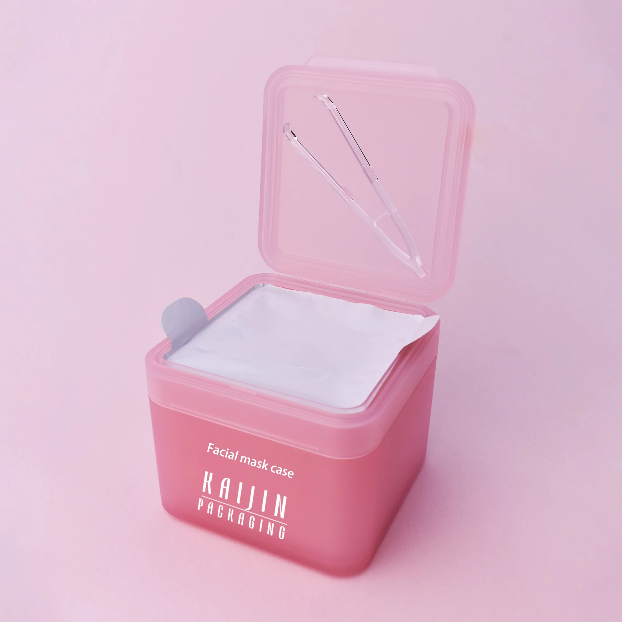 Cosmetic empty square skin pad jar replacement liner cotton sheet plastic jar moisturizing cleansing container with tweezers