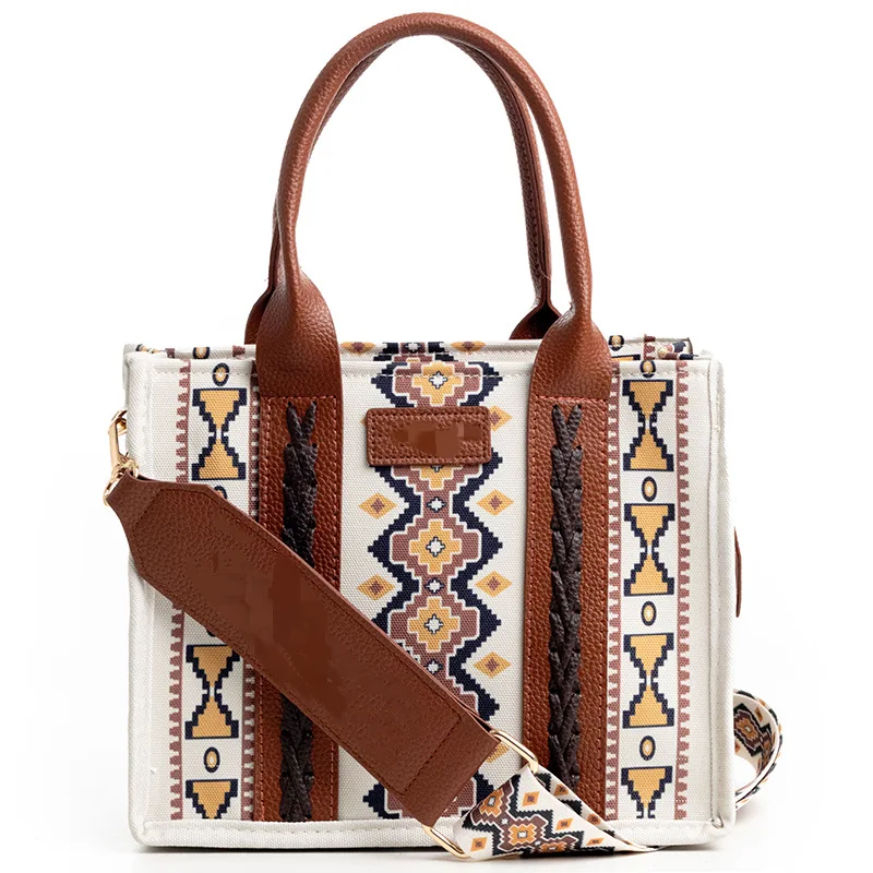 Popular Tote Purse Bag western wallet ladies bohemian aztec tote wholesale bag decorated Canvas Shoulder Bags