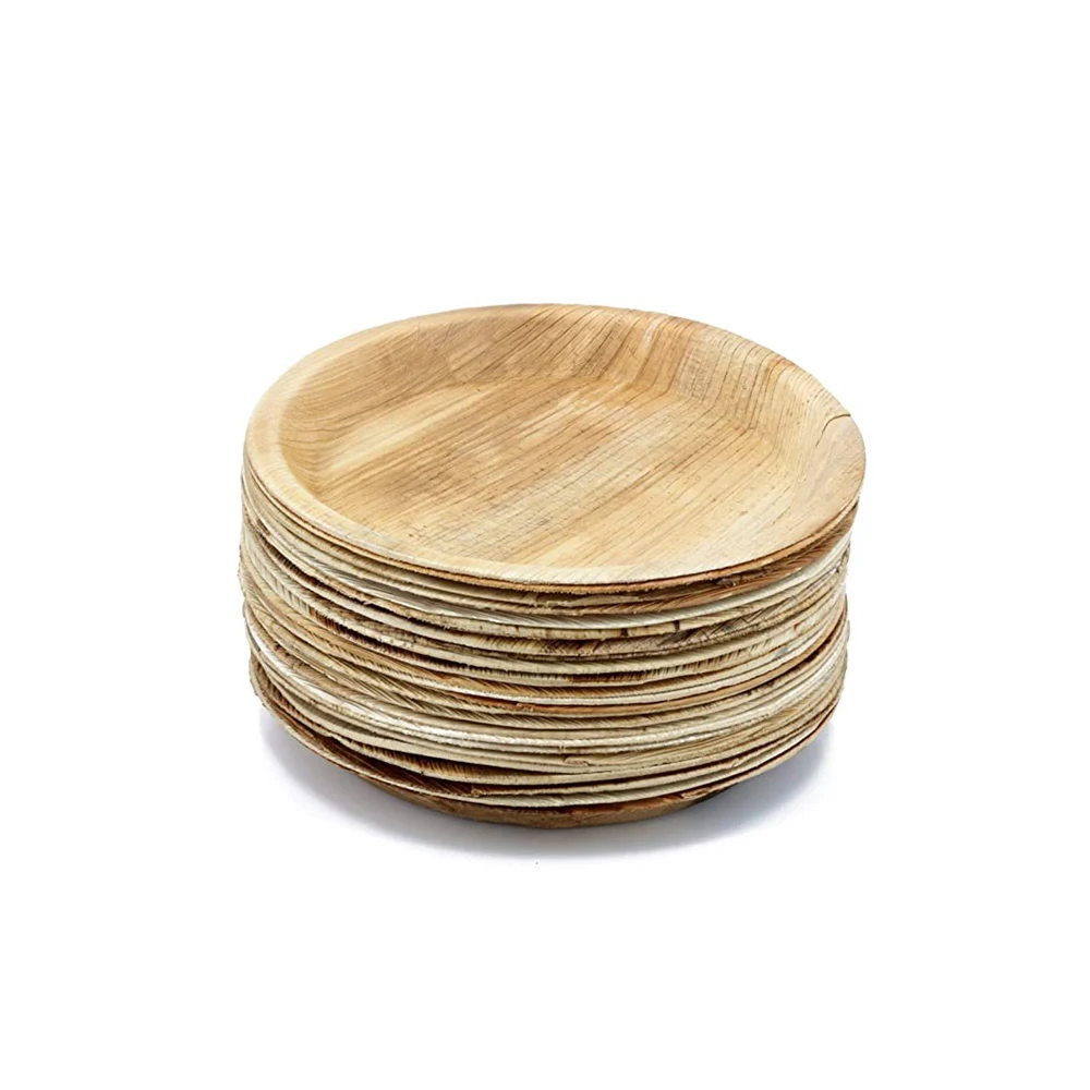 Wholesale Eco Disposable Biodegradable Compostable Areca Palm Leaf Food Plates Set Tableware Dinnerware Set For Wedding Party