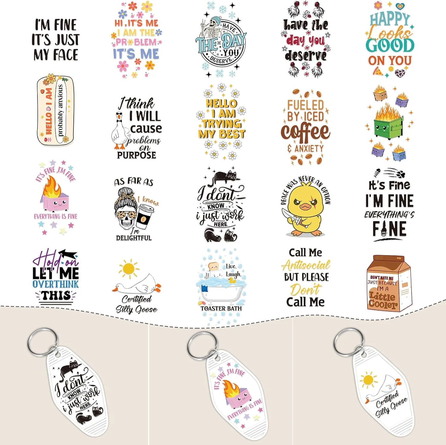 Custom UV Printed Waterproof Vinyl Logo Sticker round Die Cut Adhesive PVC Label for Motel Keychain Packaging Labels