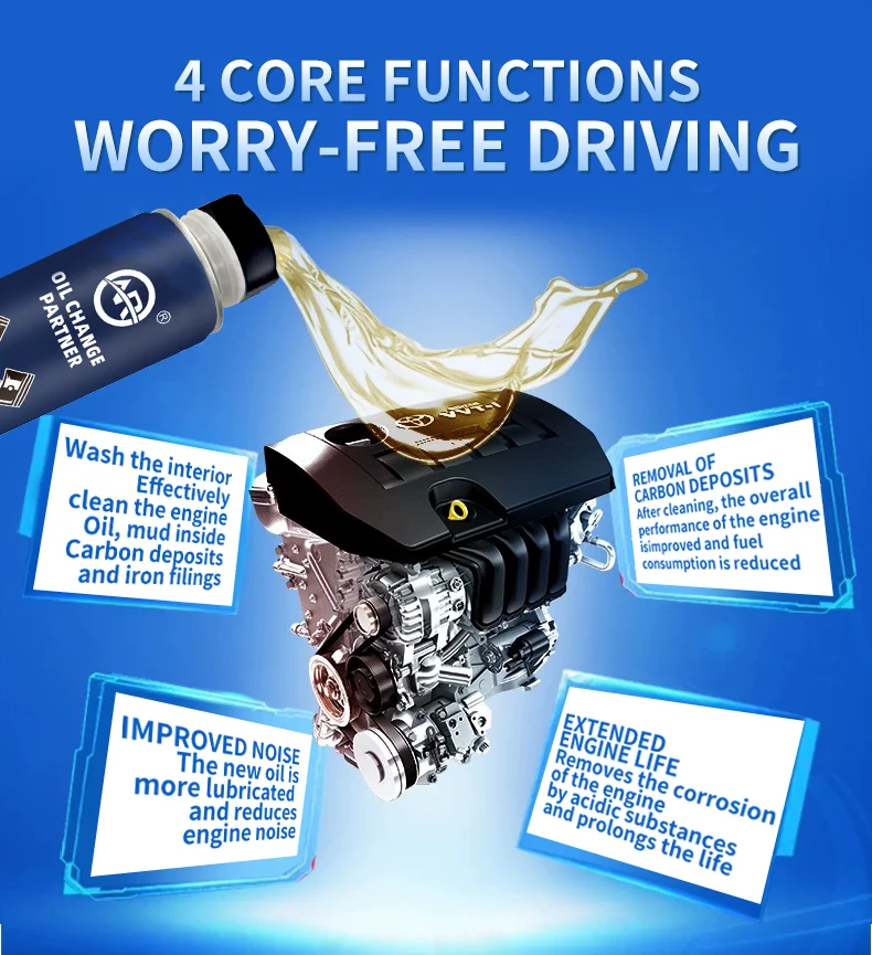 Car Care Products Strong Stain Removal Engine Lubricating System Cleaner Best Selling Fuel System Cleaner oil change companion