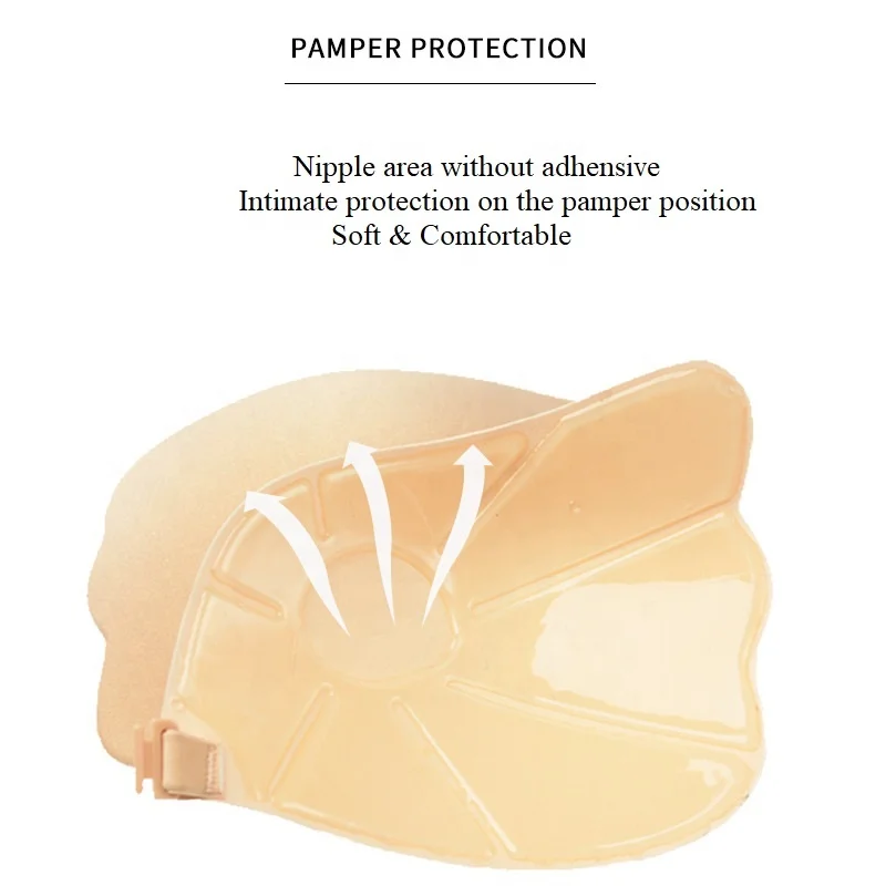Sexy wing cloth cup seamless push up lift up front buckle invisible self adhesive silicone bra for wedding dress