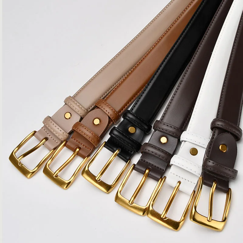 Women Casual Genuine Leather Belt for Jeans Pants Fashion Ladies Girls Waist Dress Belt Business Alloy Easy Way Female Cow Hide