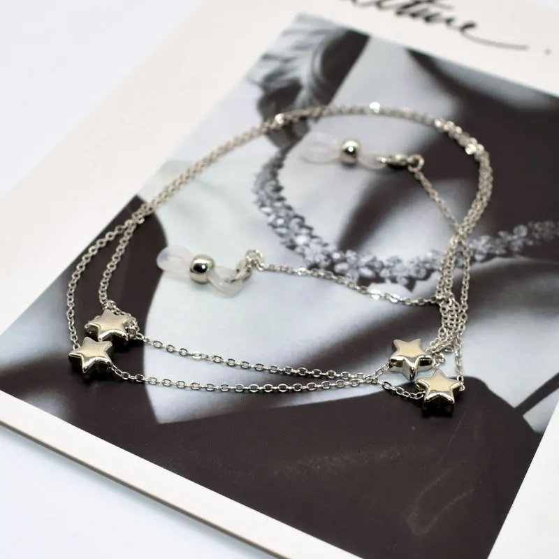 Metal Eyeglass Chains Holder Glasses Holder Sunglass Cord Neck Strap Beaded Glasses Lanyard Gold or Silver Plated Star Chain