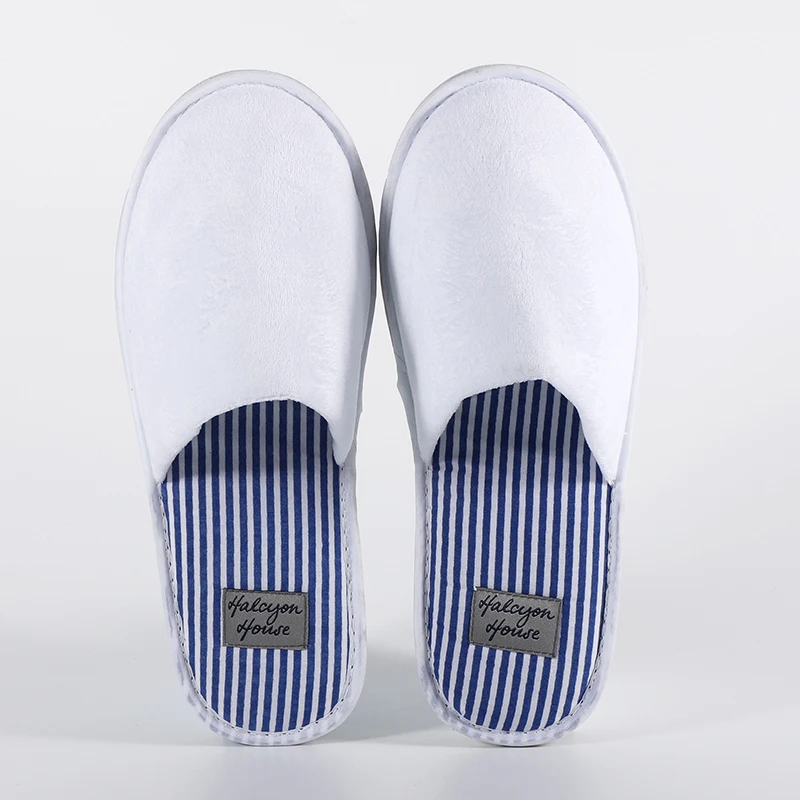 Yangzhou Hotel Slippers White Velvet Hotel Travel Kit Slippers Custom Travel