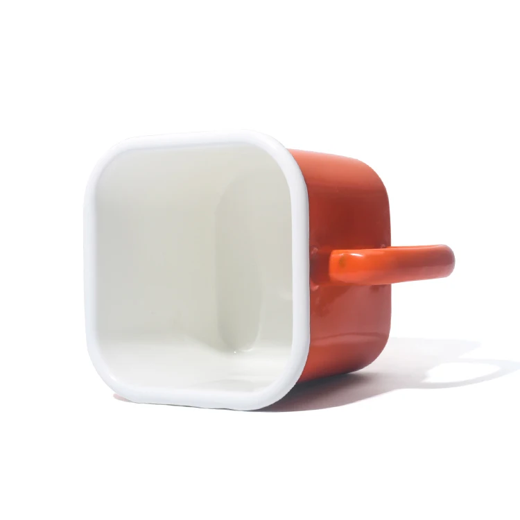 Square Storage Box Enamel Container Milk Pot With Silicone Lid
