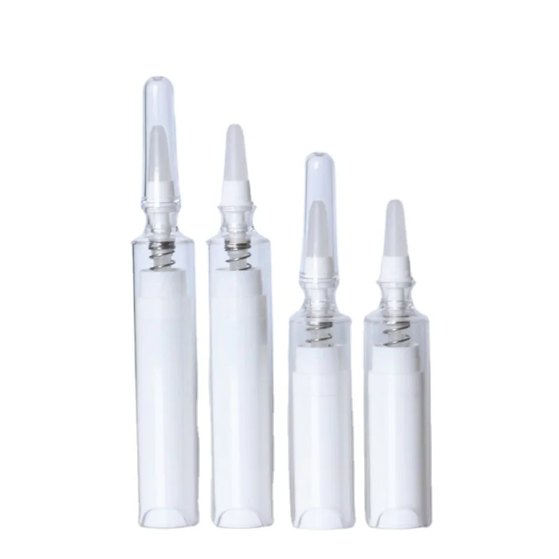 Новый дизайн PS 5 мл 10 шприц Форма безвоздушные косметические бутылки Золотой Серебряный пластиковый флакон для крема