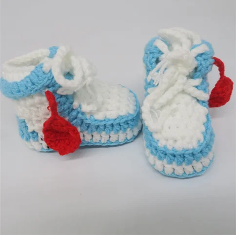 
wholesale custom milk cotton yarn handmade boy toddler crochet baby shoes 