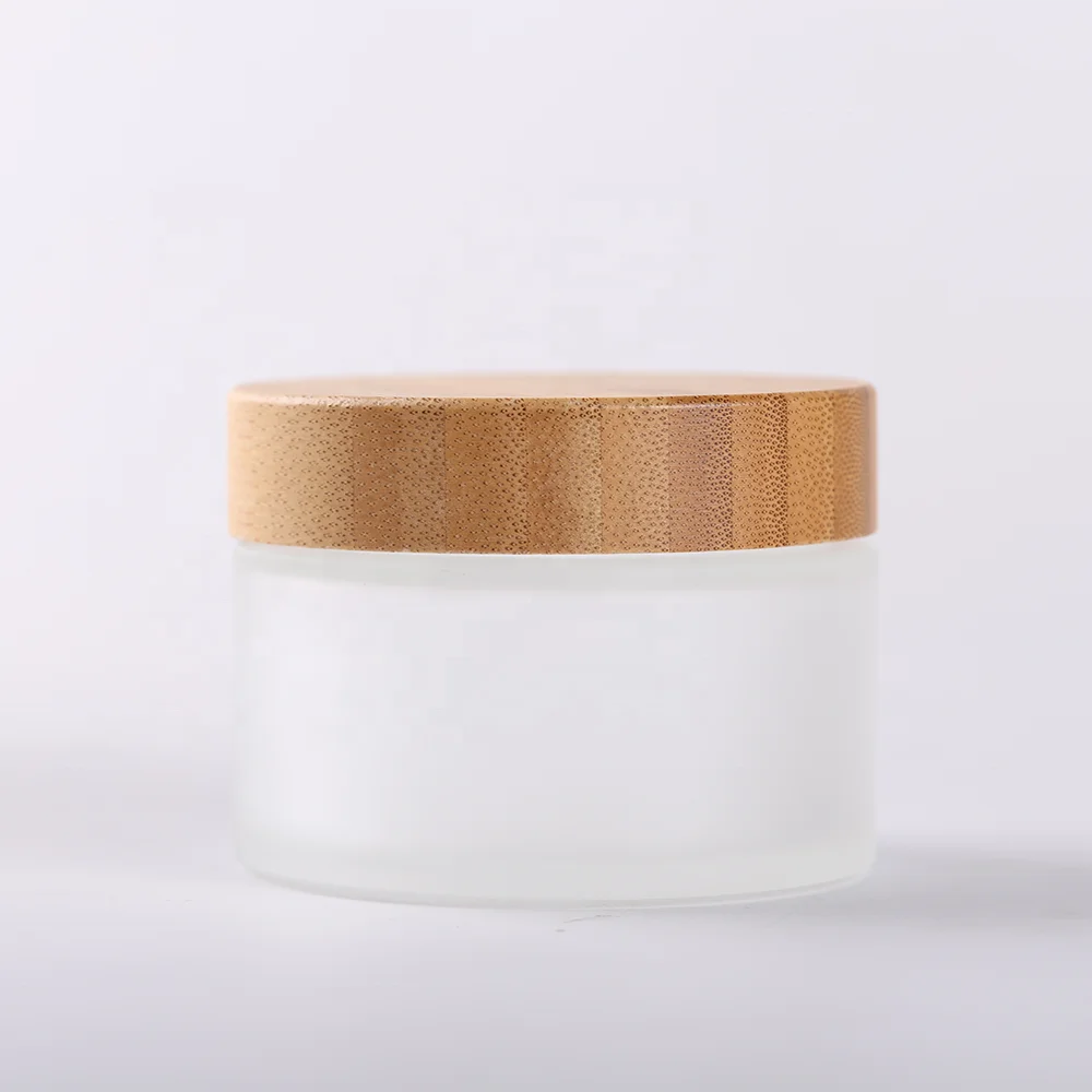 Environmental 5g 10g 15g 20g 30g 50g 100g Empty Cosmetic Container Frosted Glass Cosmetic Cream Jar with Bamboo Lid