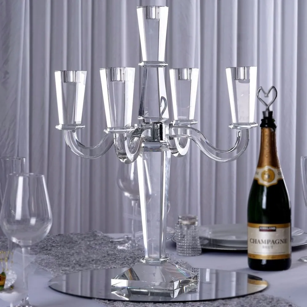 Beautiful 5 arms crystal candelabra for home celebration