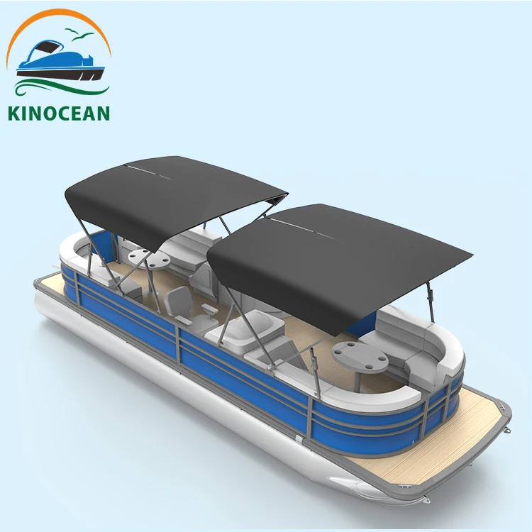 KinOcean 25ft Cozy Family Floats Aluminum Fishing Pontoon Boat With Bar For Sale
