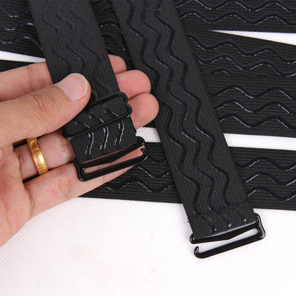 Custom Logo Wig Silicone Gripper Elastic Coated Belt Tape Webbing Soft Non-slip Ribbon Elastic Band