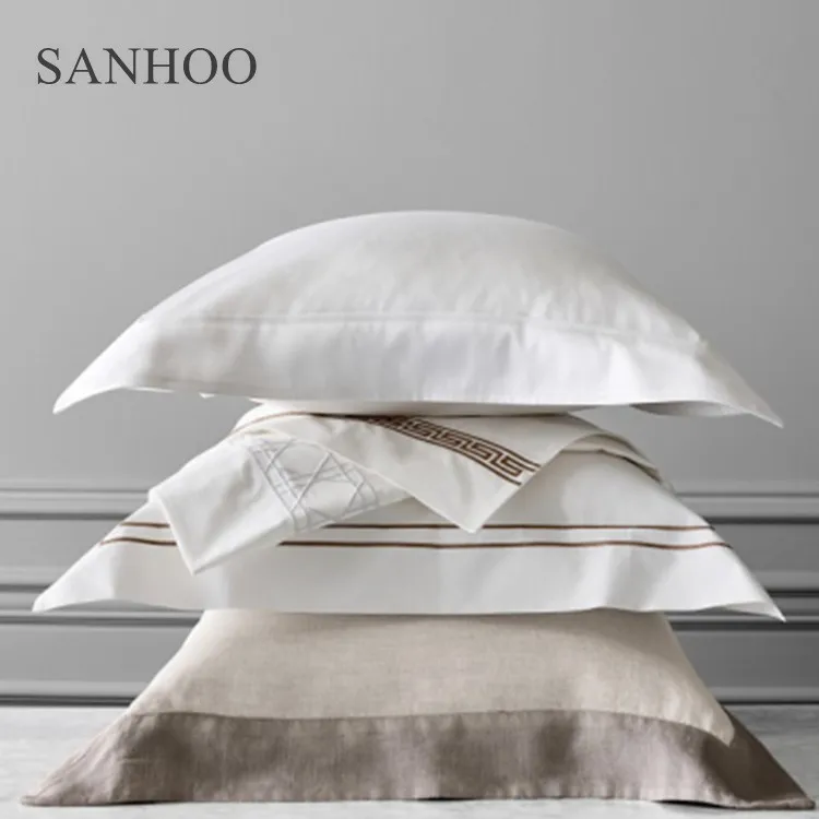 SANHOO Luxury Linen Bed Egyptian Cotton Bedding Hotel 500 Thread Count Pure Cotton Bed Sheet Sets