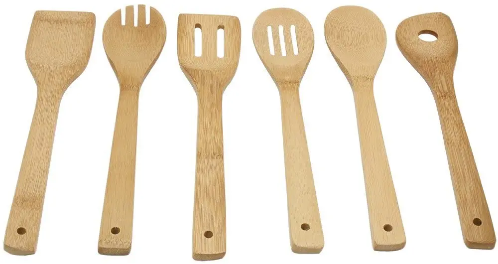 Tools Set Cooking Utensils Kitchen Accessories OEM Logo Time Pcs Color Printing Eco 6 Pieces Bamboo Kitchen Cookware