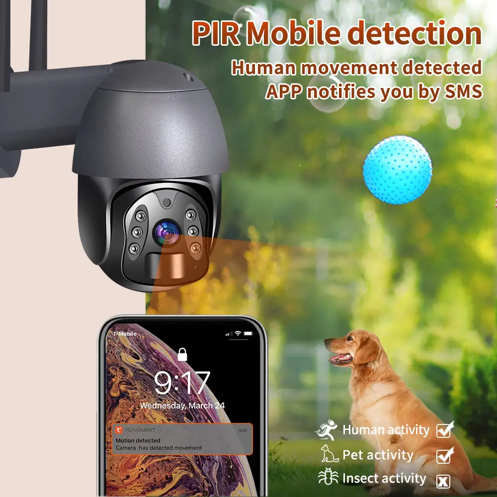 Уличная Солнечная энергия 4g Sim Gsm Tuya Cctv камера безопасности беспроводная система PIR Обнаружение человека IP66 водонепроницаемый