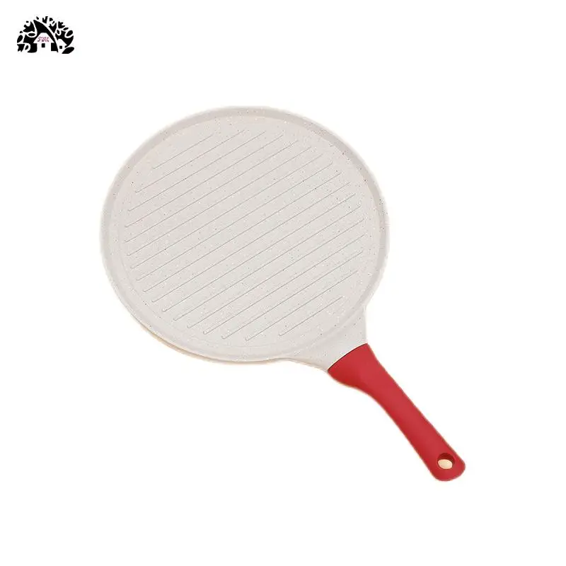 Hot sell Non-Stick Pizza Omelette Pan Pancake Frying Pan Stove Induction Cast Aluminum Crepe Pan with handle and wooden base